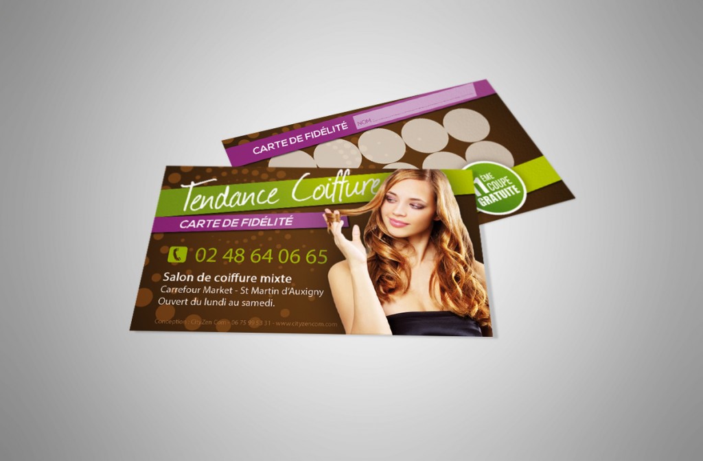 Cartes de visite, carte de fidélité salon de coiffure 2 - CityZen Com